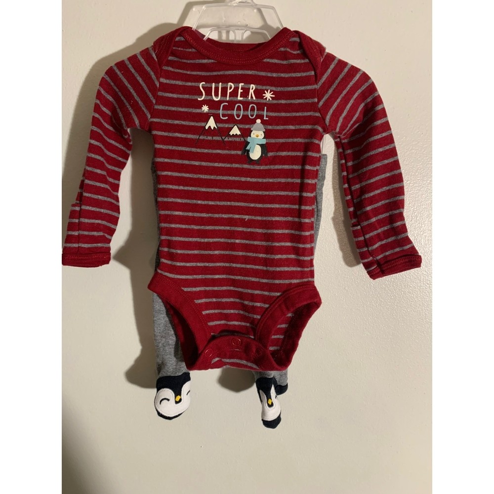 Carter Newborn red gray outfit